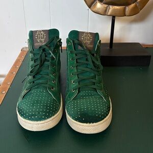 Vintage Roberto Cavalli Green High-Tops with Gold Details